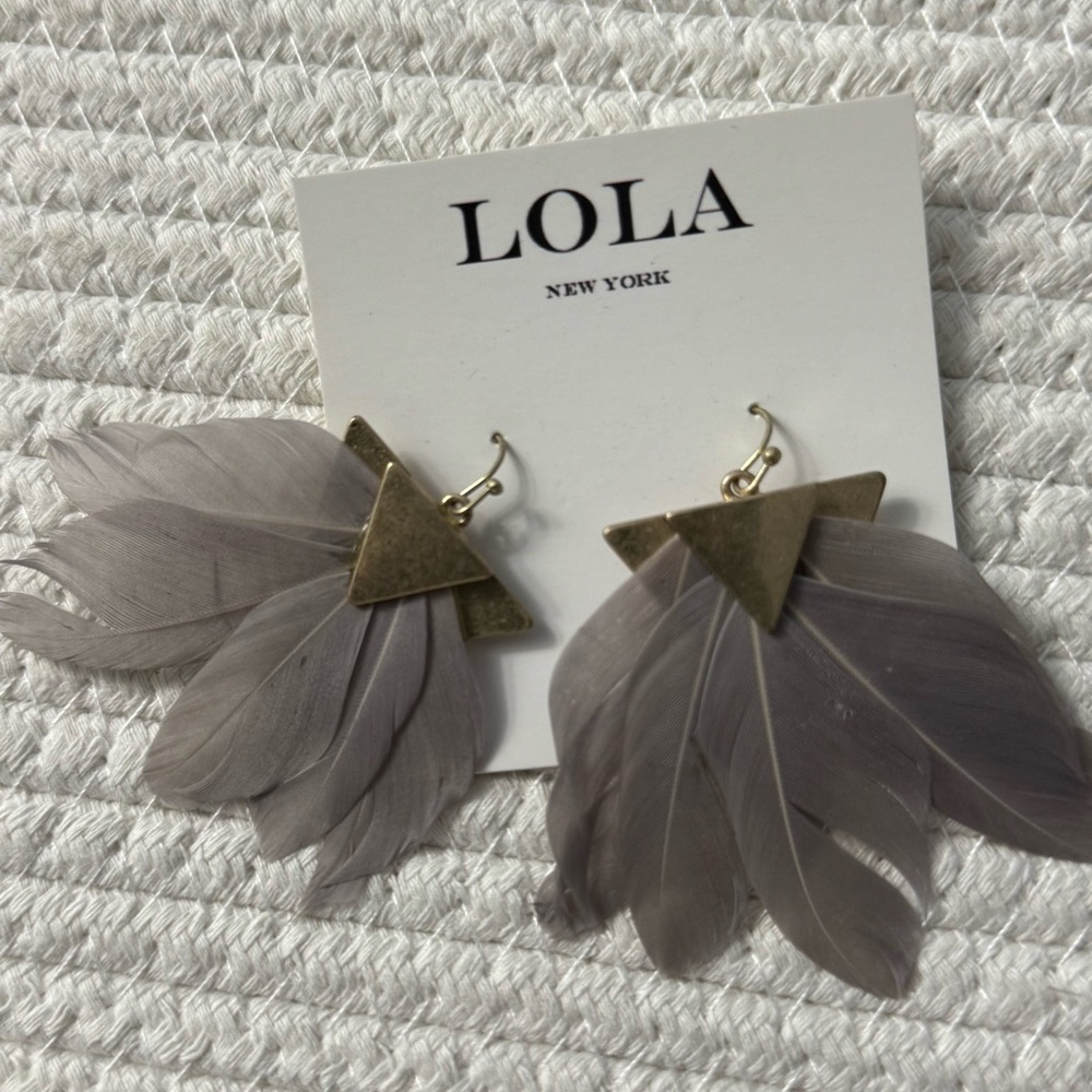 Gray Feather Earrings